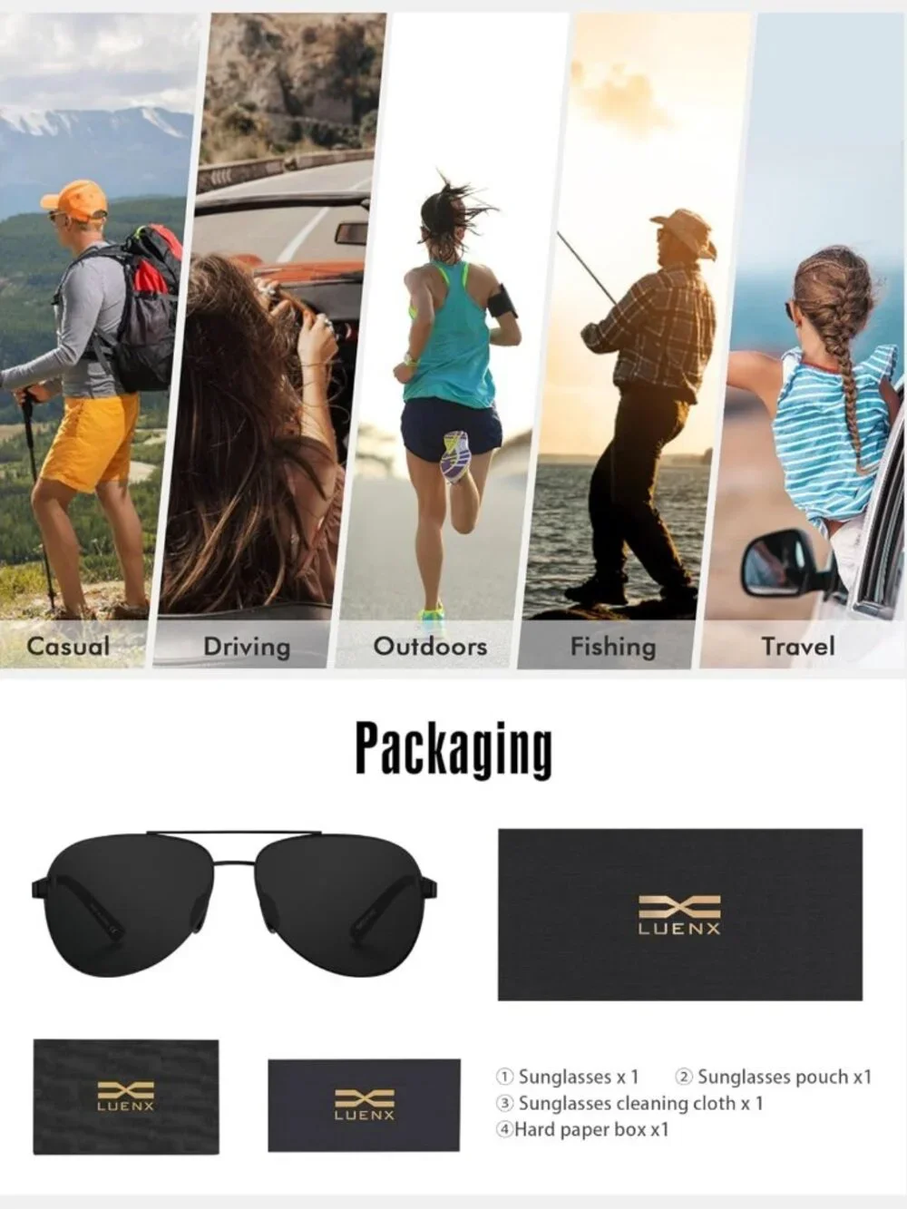 Classic Polarized Aviator Sunglasses for Men & Women - UV400 Protection, Stylish